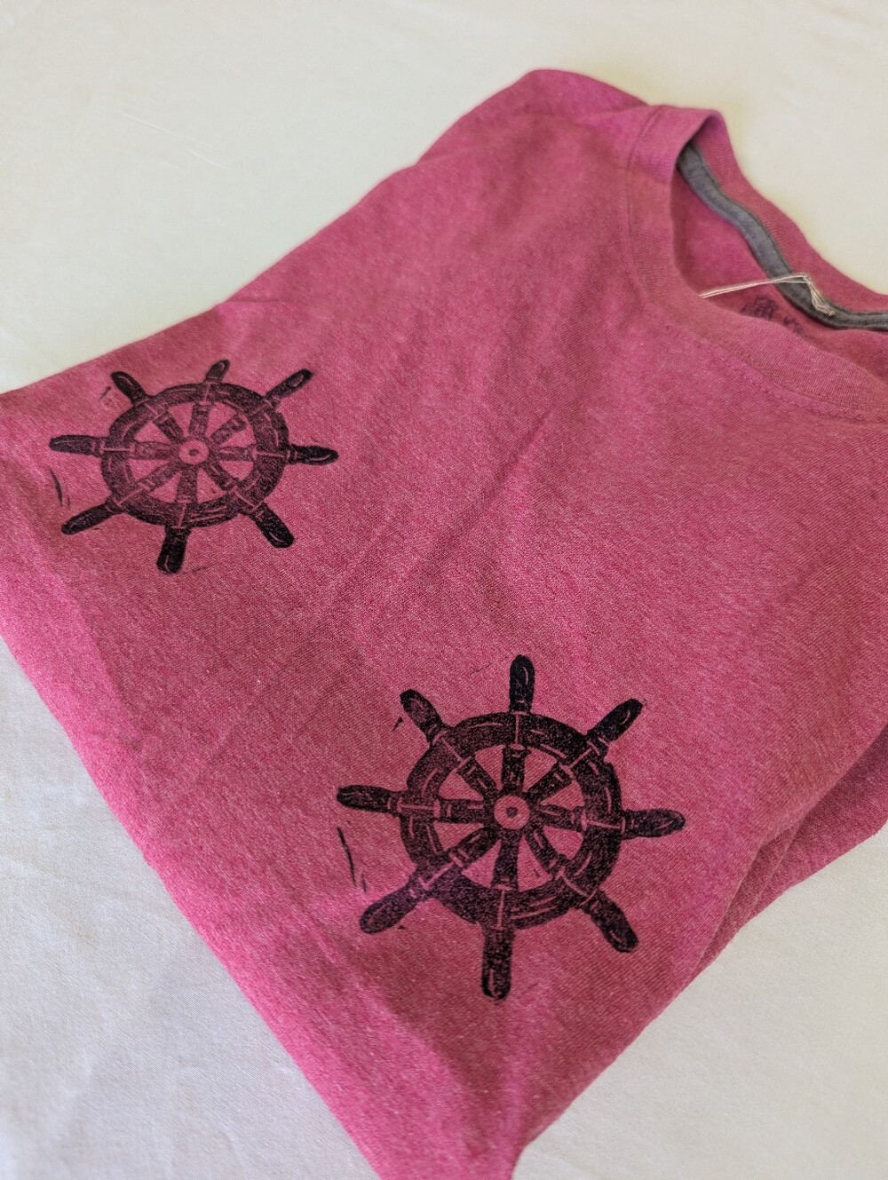 Ships Wheels Block Printed Crop Tee